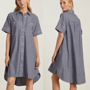 Everlane Daytripper Shirt Dress Navy Stripe NWOT Sz Medium